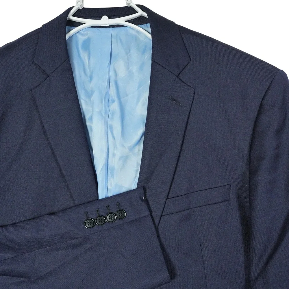 Charles Tyrwhitt Mens 44L Navy Blue‎ 100% Wool Tailored Fit Two Button Blazer